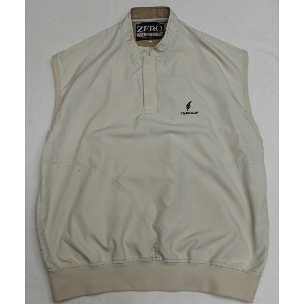 Zero Restriction Vest Mens L Beige Golf Pullover Windbreaker 1/4 Zip Ptarmigan